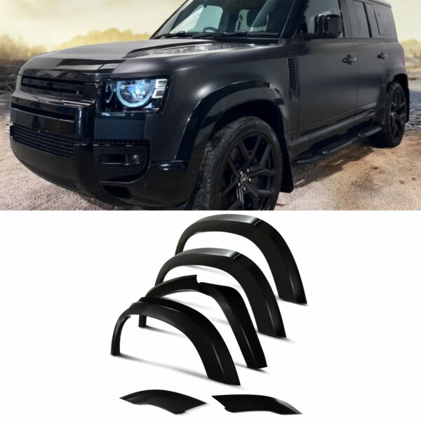Hawk Gloss Black Wide Wheel Arches For Land Rover Defender 110 L663 ...
