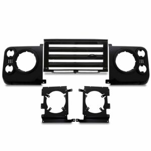 Hawk Black Grille & Light Surround Kit To Fit Land Rover Defender 83-16