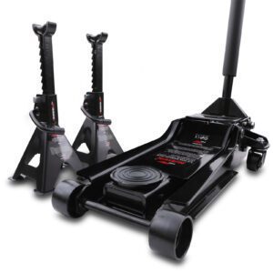 3 Tonne Low Profile Hydraulic Trolley Jack & 2 Axle Stands