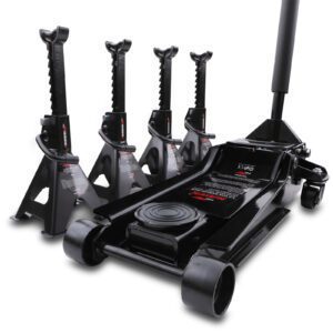 3 Tonne Low Profile Hydraulic Trolley Jack & 4 Axle Stands