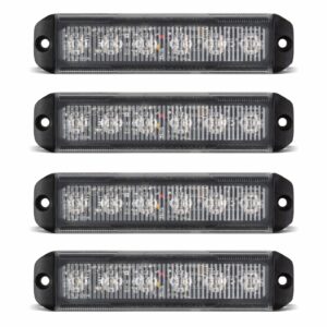 4x Universal Amber LED Strobe Beacon SUV Roof Lights Kit