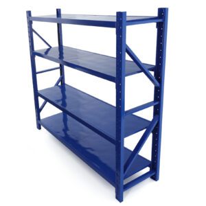 200cm Wide Heavy Duty Warehouse Shelving Kit - 4 Shelf Levels - 200x200x60cm - 350KG Load Capacity
