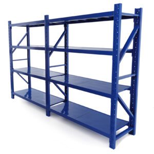 300cm Wide Heavy Duty Warehouse Shelving Kit - 4 Shelf Levels - 300x200x60cm - 350KG Load Capacity